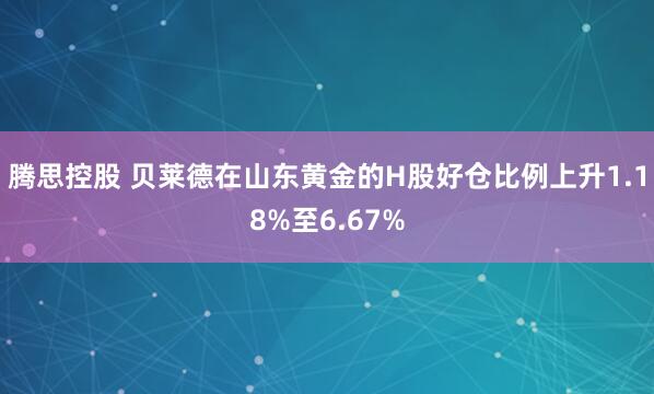 腾思控股 贝莱德在山东黄金的H股好仓比例上升1.18%至6.67%